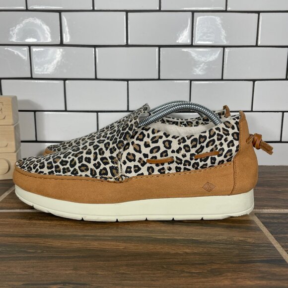 Sperry Moc Sider Womens Size 10 Shoes Multicolor Leopard Print Slip On Moccasin - Picture 1 of 14